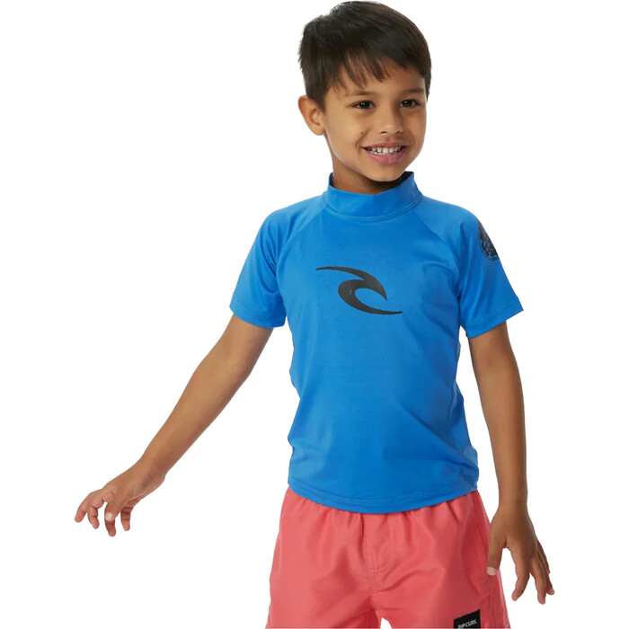 2024 Rip Curl Toddler Brand Wave UPF Short Sleeve Rash Vest TNQTRV - Blue Gum